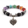 Regenbogen Siebenfarbige Energie Natürlicher Achat Unisex Yoga Herz Armband