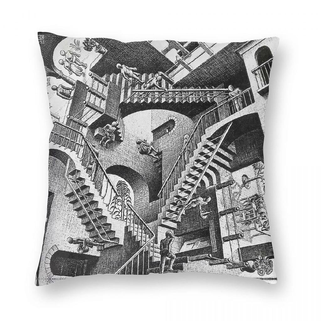 MC Escher Optical Illusions Square Pillowcase Polyester Linen Velvet Pattern Zip Decor Pillow Case Sofa Cushion Cover
