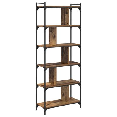 Vintage Wood Bookshelf 76 X 32 X 192 Cm Engineered Wood