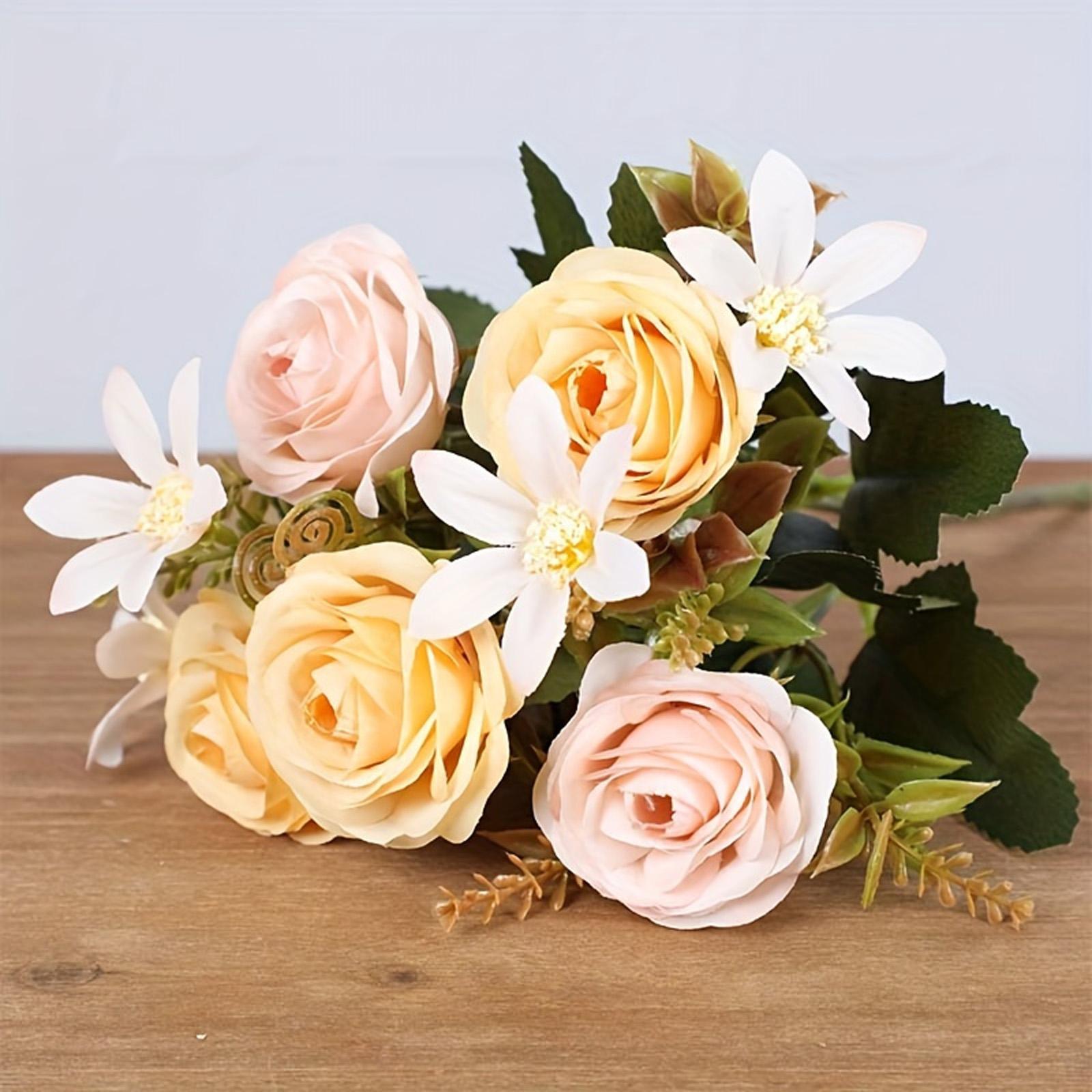 

Artificial Camellia Rose Dusty Pink Chic Mixed Faux Floral Bouquet Romantic Wedding Valentine Decorative Table Arrangement One Size