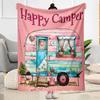 Happy Camper Adventure Blankets Are Suitable for Living Rooms,making Them an Ideal Choice for Outdoor Travel and Gifts.