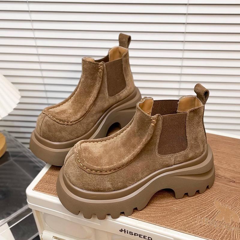 High Heels Women Ankle Boots Platform Shoes Winter 2026 Fashion Short Boots Casual Sport Shoes Suede Chelsea Boots Women Pumps