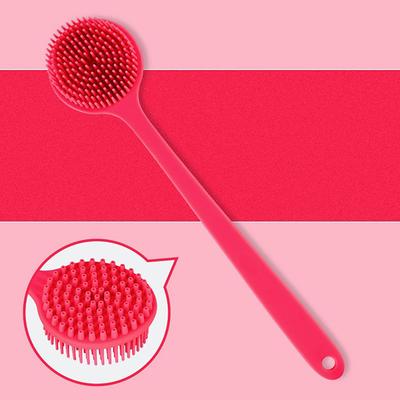 Silicone Back Scrubber,Long Handle Body Scrubber,Light&Easy-To-Hold Shower Brush For Skin Cleaning&Exfoliating With A Free Hook