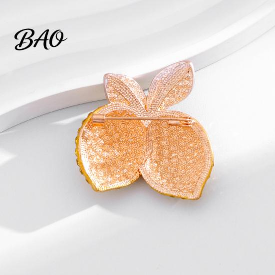 Decorative Brooch Pin Double Lemon Rhinestone Pin, Yellow Lapel for Women Men, Alloy Fruit Badge Jewelry Suit Jackets and Bags Theme