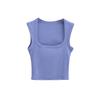 Women's Square Neck Sleeveless Crop Tank Top Slim Fit Solid Basic Camisole Shirt