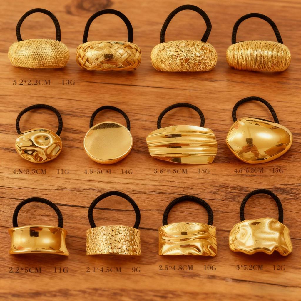 Retro Gold Geometric Hair Clips and Ponytail Ties