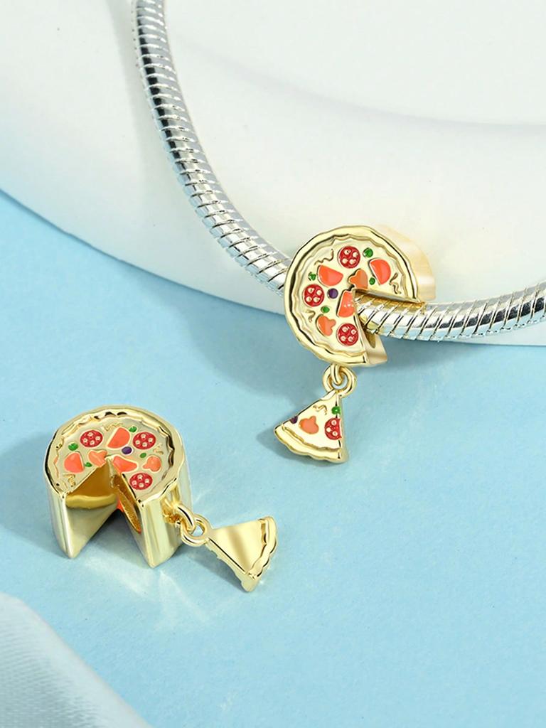 Charms Plata Delicious Food Pizza Roast Chicken Bead Copper Plated Fit Copperoriginal Bracelet For Jewelry Making Diy Charm