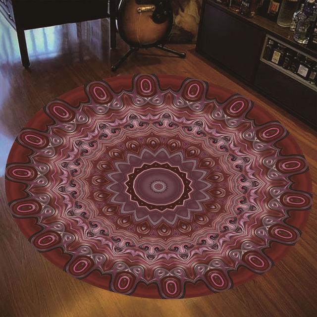Runder Teppich im Bohemian-Mandala-Druckstil für Wohnzimmer, Schlafzimmer, Couchtisch, Bodenmatte, Bereichsteppich, Wohnkultur, Türmatte, Tapis