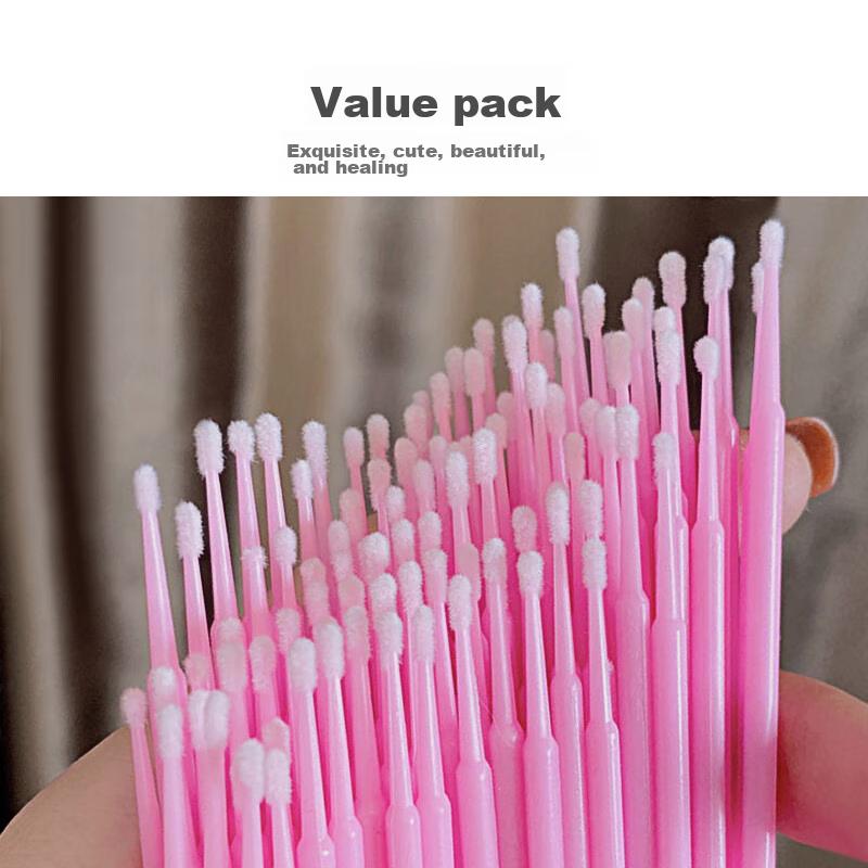 UPLUS Nano Cotton Swabs, Makeup Use, Thin and Small, 200 Pieces, Purple + Pink