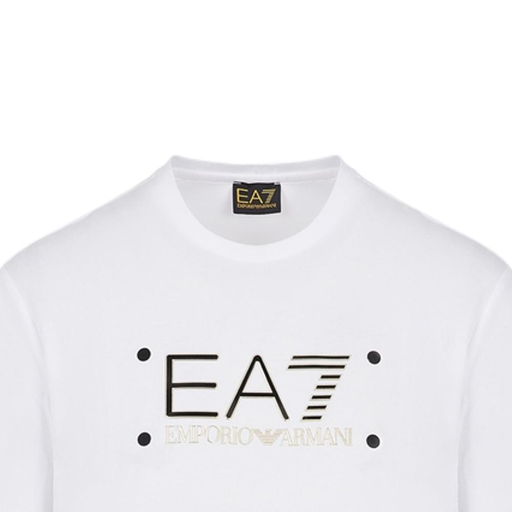 Emporio Armani EA7 SS23 Letter Print Crew Neck Short Sleeve T-Shirt Men Tops White 3RPT20-PJM9Z-1100