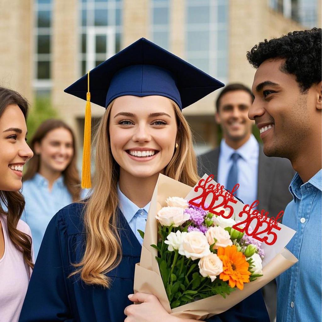 ALISSAR 12 Pack Pre-assembled Double Sided Class of 2025 Graduation Party Centerpiece Sticks, Centerpiece Table Decorations for 2025 Graduation Party