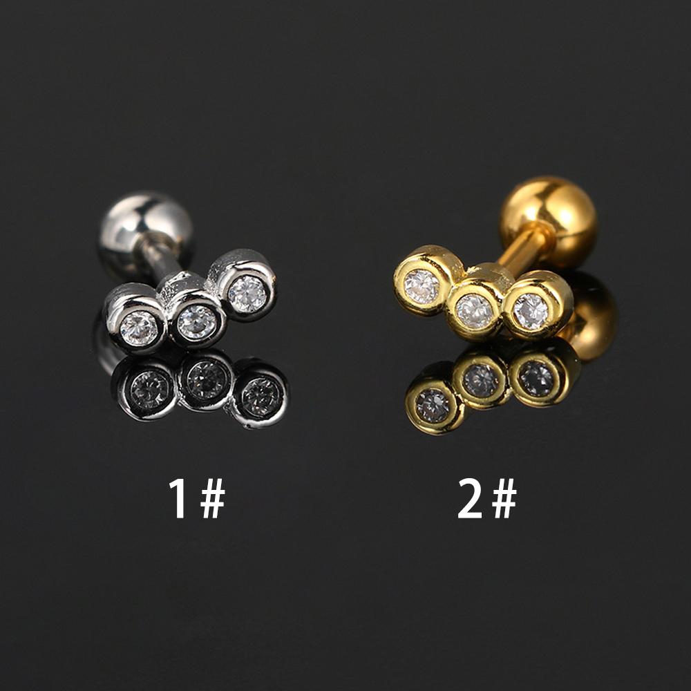 Long Strip Earrings for Women Piercing Daith Rook Zircon Geometric Silver Color Ear Accessories Screw Stud Helix Jewelry Gifts