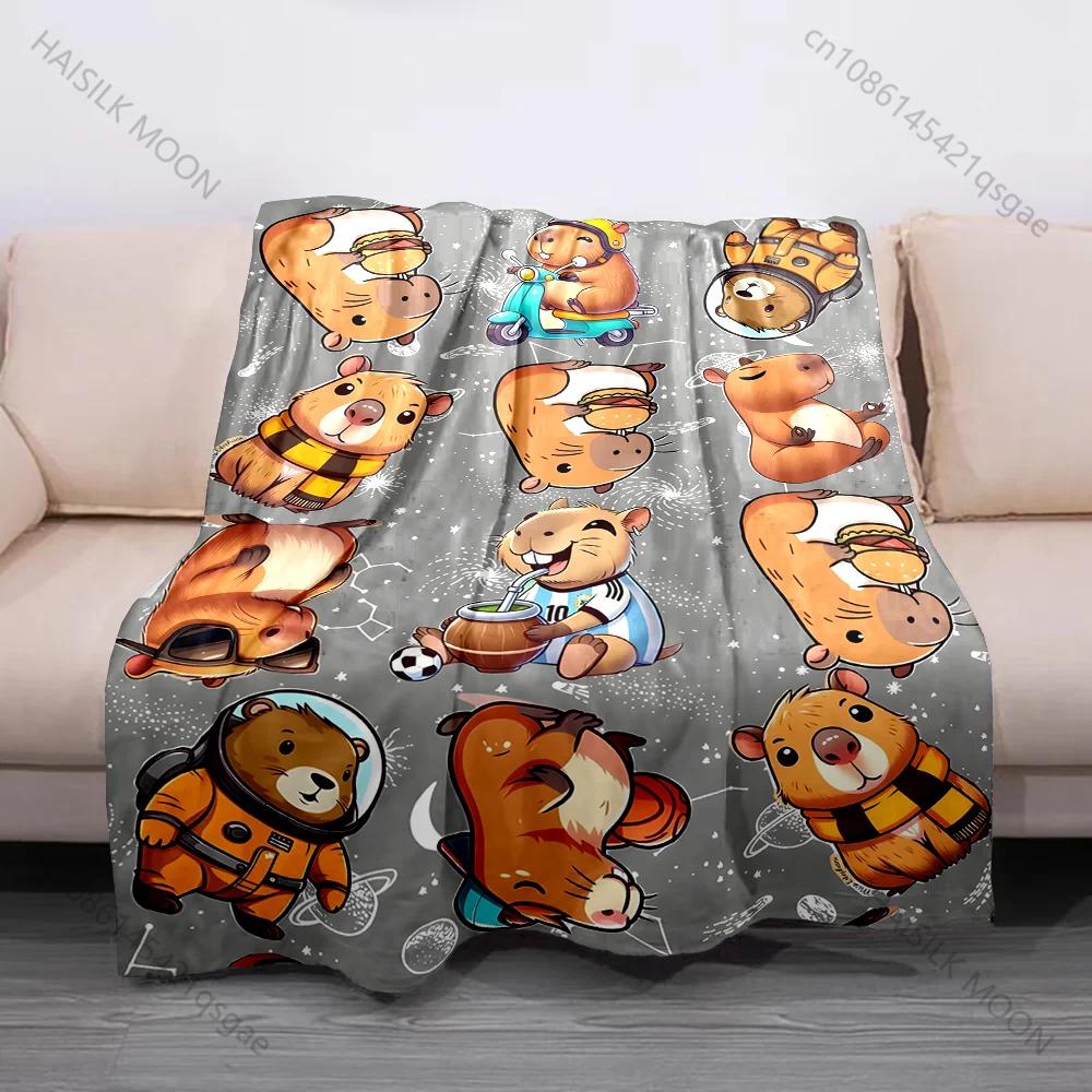 17 Styles Capybara Cartoon Print Blanket Soft Fluffy Throw Blanket Kids Adult Sofa Bed Travel Blanket Cover Throw Wonderful Gift