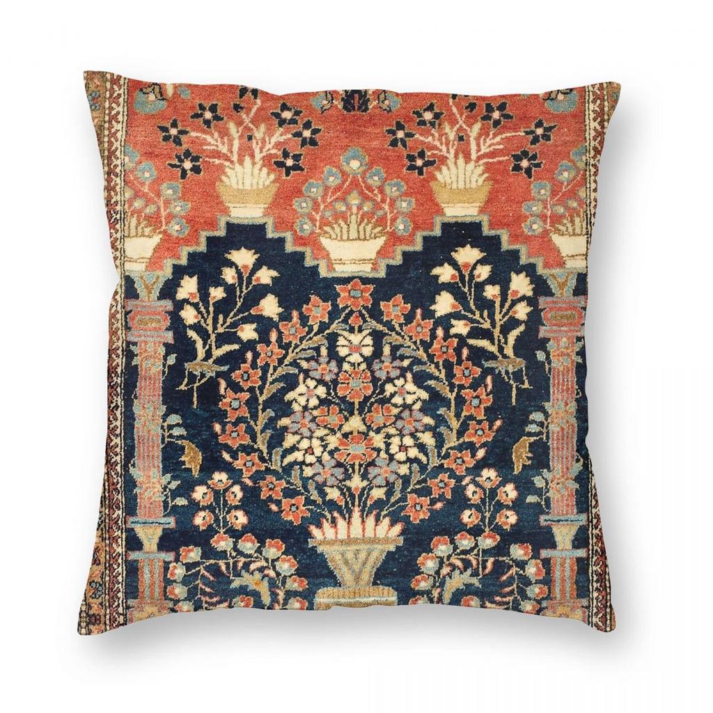 Kashan Poshti Antique Persian Pillowcase Polyester Linen Velvet Creative Zip Decor Room Cushion Case