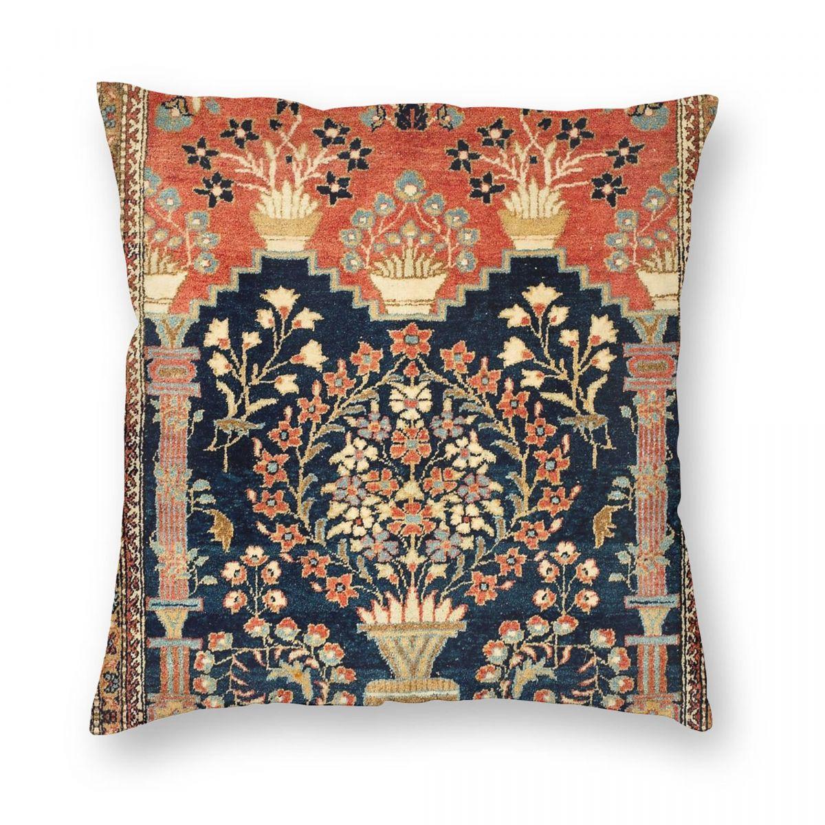 Kashan Poshti Antique Persian Pillowcase Polyester Linen Velvet Creative Zip Decor Room Cushion Case 30x30cm