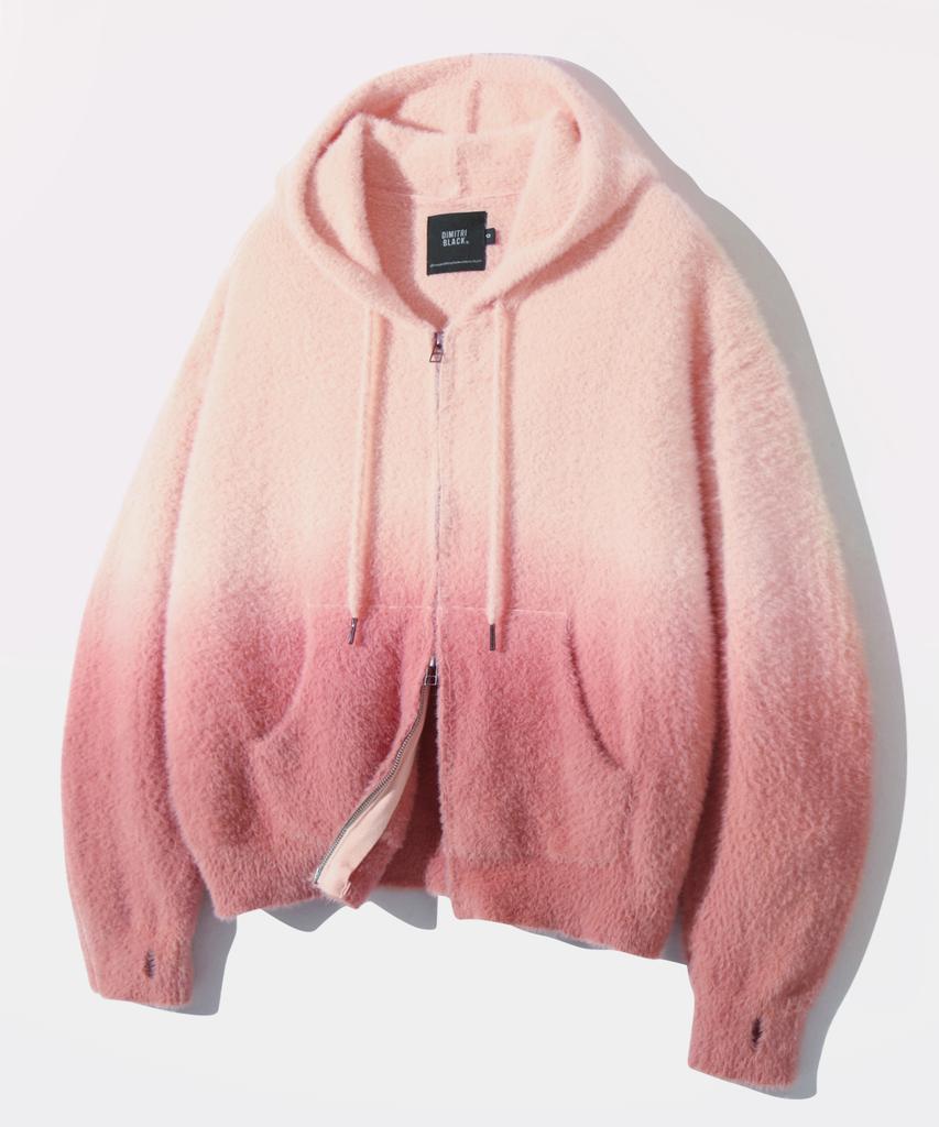 Dimiteulibeullaeg 2Way Essential Gradient Hairy Zip-Up Hoodie_Pink