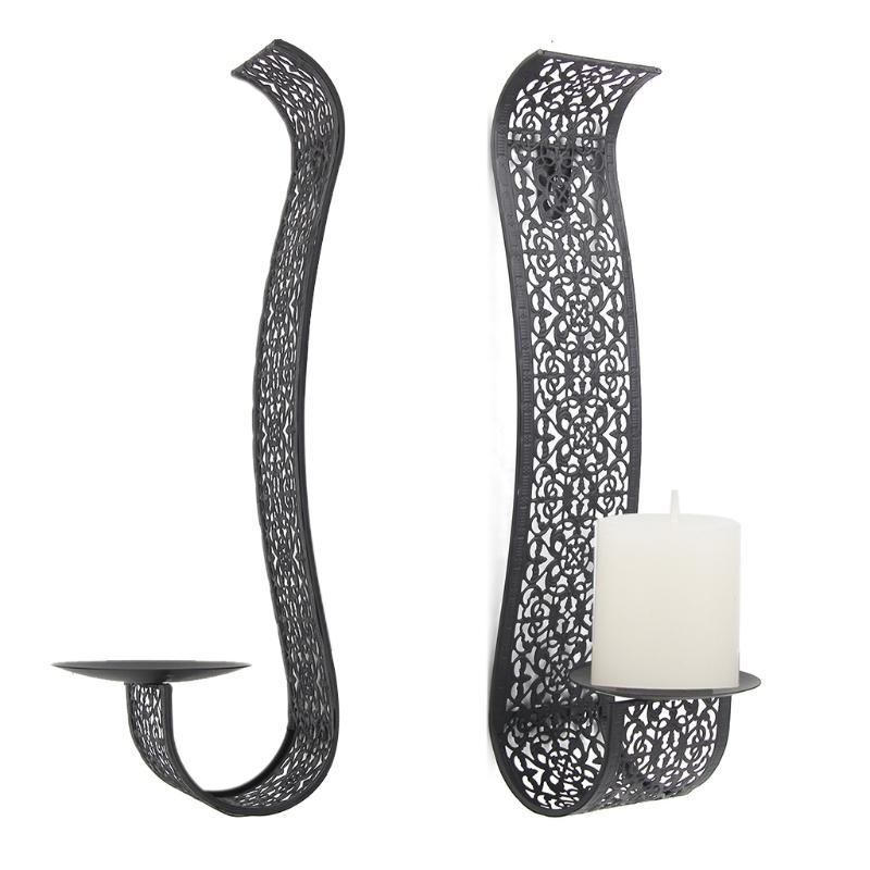 Wall Mounted Metal Candle Holder S Shaped Hollow Wrought Iron Candle Stand For Home Festival Party Candlelight Dinner