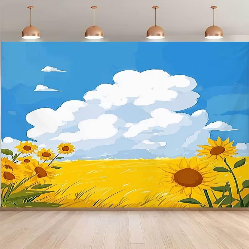 

2D Yellow Sunflower Print Party Backdrop for Spring & Summer Celebrations 47.2x31.5inch/120*80cm