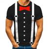 Summer Men's TuxedoRetro Tie Suit  Bow Tie 3d Print T-shirt Casual Short-sleeved Street Funny Fake Suit Top