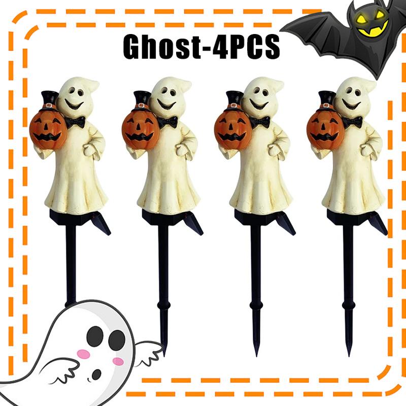 Solar Powered Halloween Ghost Stake Lights Outdoor Waterproof Spooky Auto On Off Garden Yard Scary Pathway Decorations