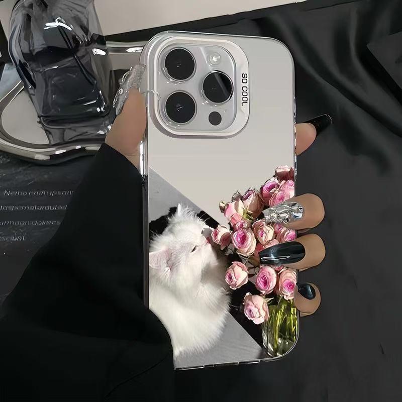 

Чехол для iPhone Rose Cat для Apple 17 Pro Max, Креативная накладка для 16, 15, 14 Pro, 13 - Милый дизайн iPhone 13