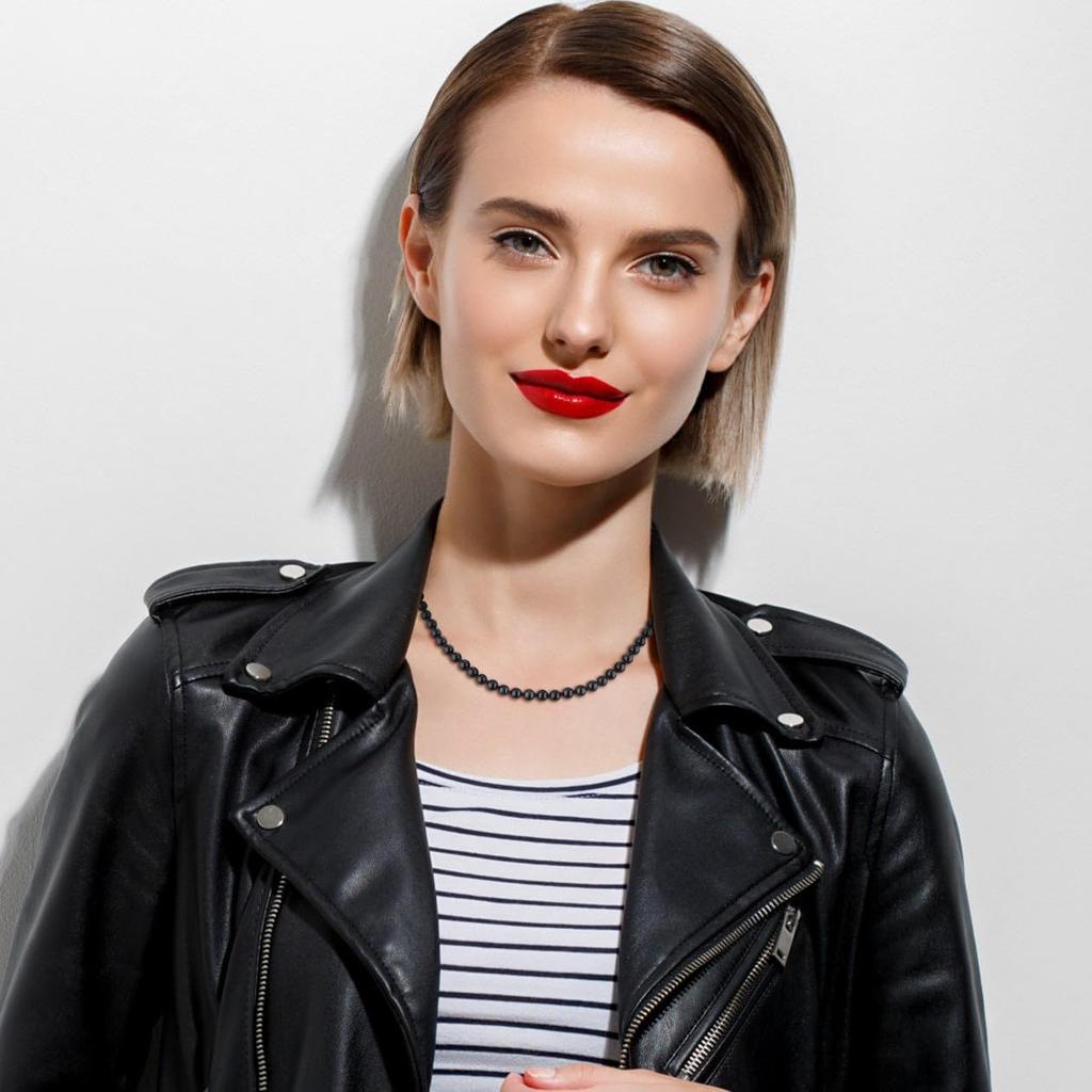 GAVU Matte Onyx Mantle Braided Power Stone Choker Necklace for Women