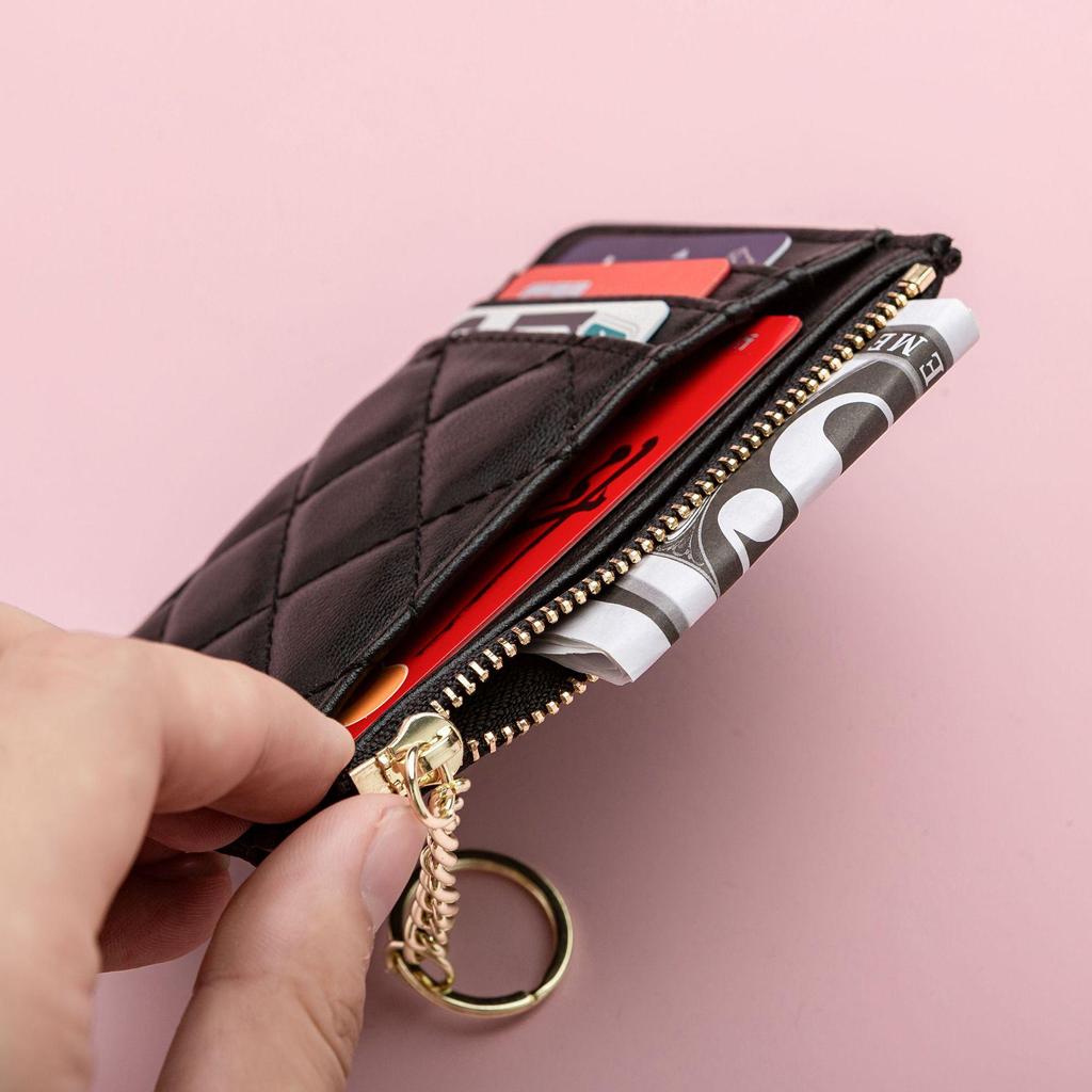 Diamond Lattice Women's Leather Wallet: Soft Texture, Multi-Card Slots, ID Holder, Anti-Demagnetization, Light Luxury Coin Purse.
