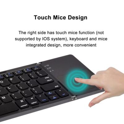 Foldable Compact Keyboard Portable BT Keyboard with Touchpad PocketSized Wireless Travel Keyboard