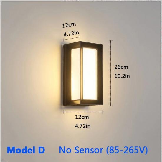 Aluminum Modern LED Outdoor Wall Lamp IP65 Waterproof Motion Sensor for Porch Courtyard Garden Exterior Security Lighting
