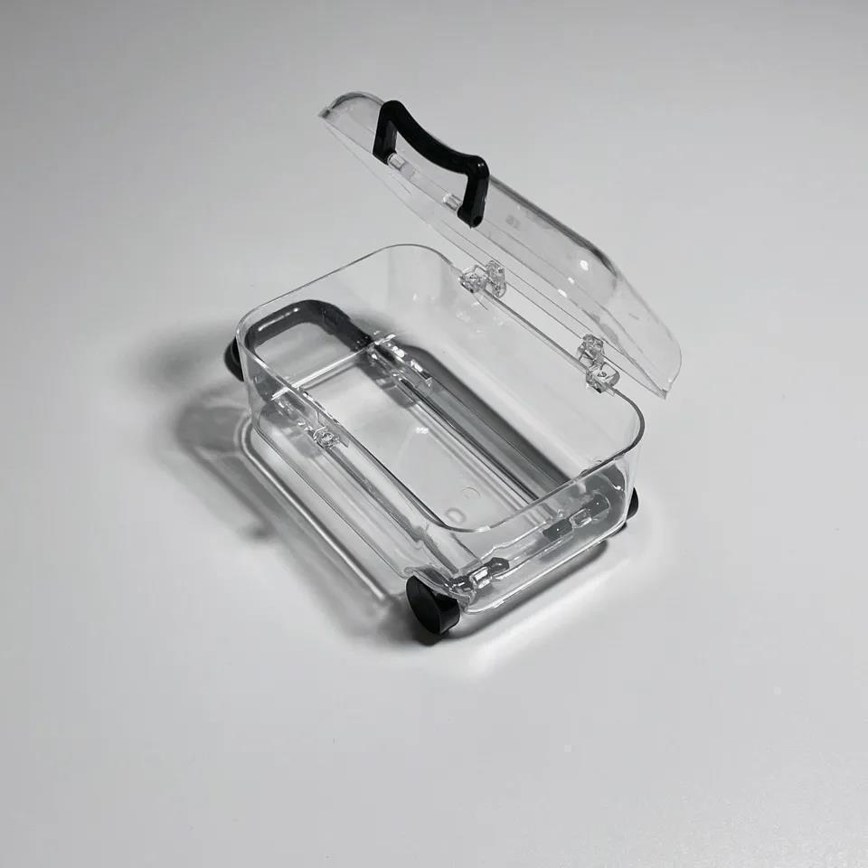 Mini Suitcase Jewelry Organizer Box, Portable Travel Jewelry Case, Clear Plastic Storage Box for Earrings, Hair Accessories, Rings