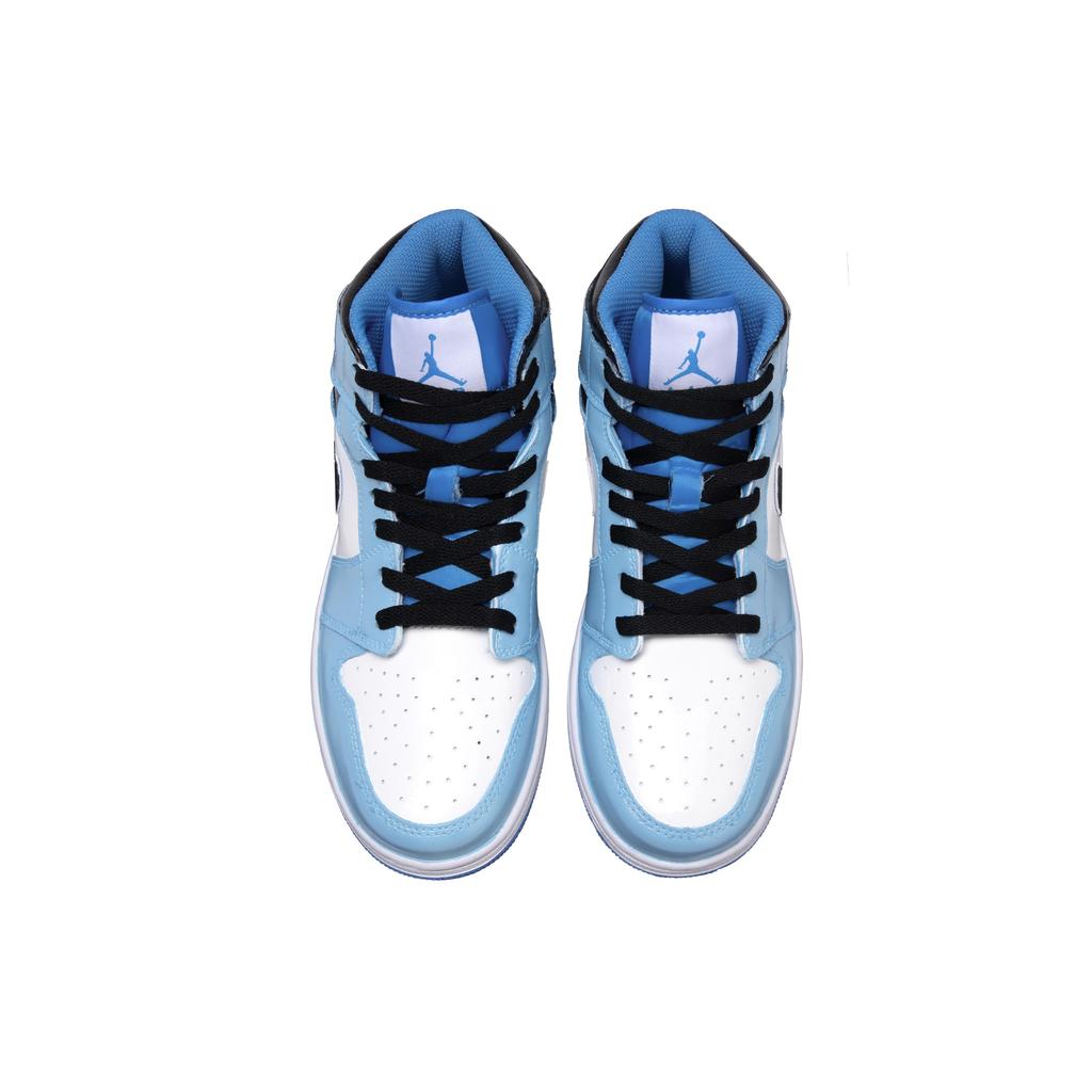 Jordan Air Jordan 1 University Blue Leather Abrasion Resistant Mid top Vintage Basketball Shoes Unisex Blue Black FZ2142-114(Team1291-)