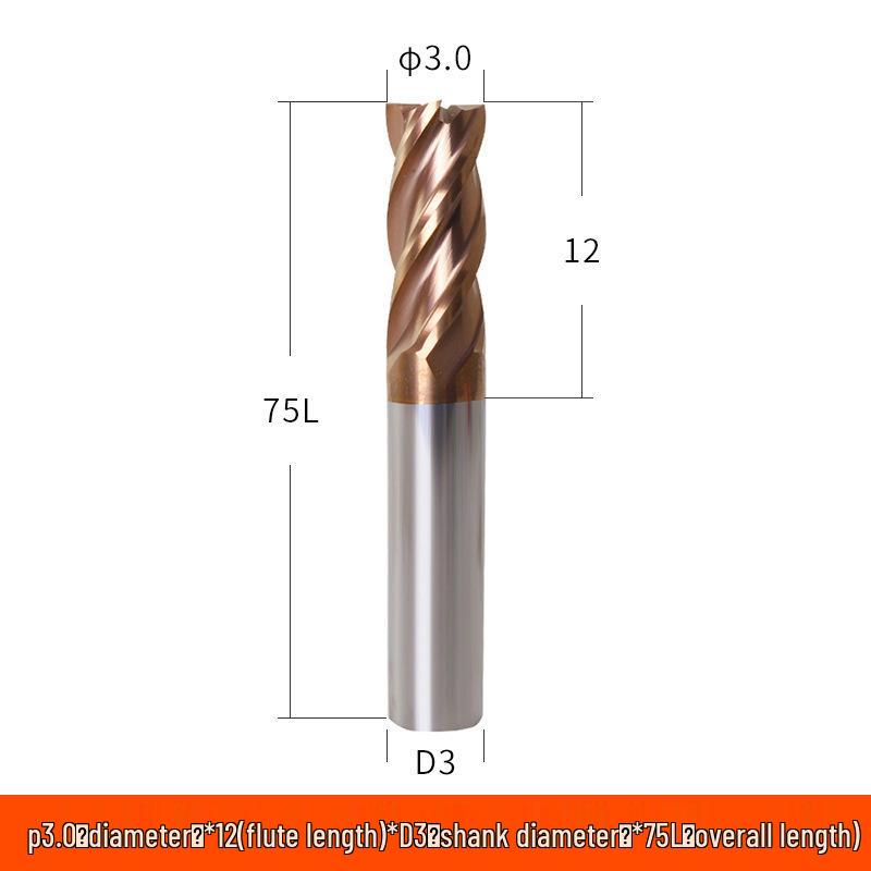 Taiwan 60° Tungsten Carbide 4-Flute Coated End Mill for Steel CNC Machining