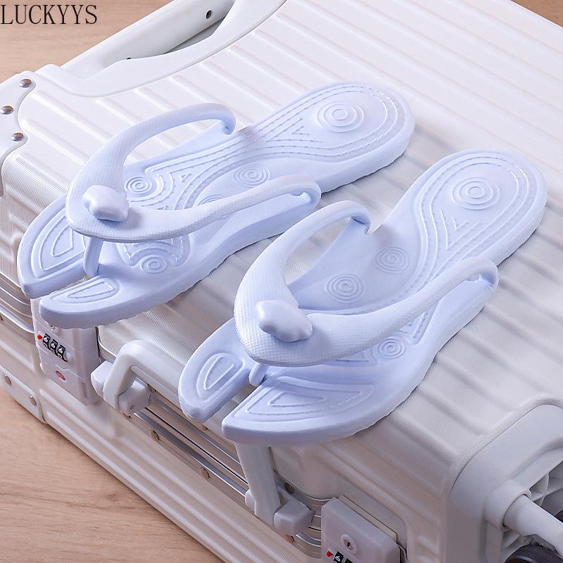 Fashion Men's Platform Flip Flops Bathroom Home Sandals Women Hotel Slippers Outdoor Travel Folding Slippers Non-slip Slides