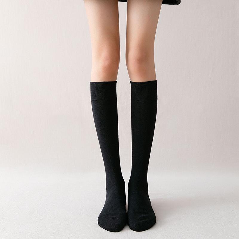 Women's Knee-High Compression Socks – Solid Color, Slimming, Autumn/Winter, Japanese/Korean Style