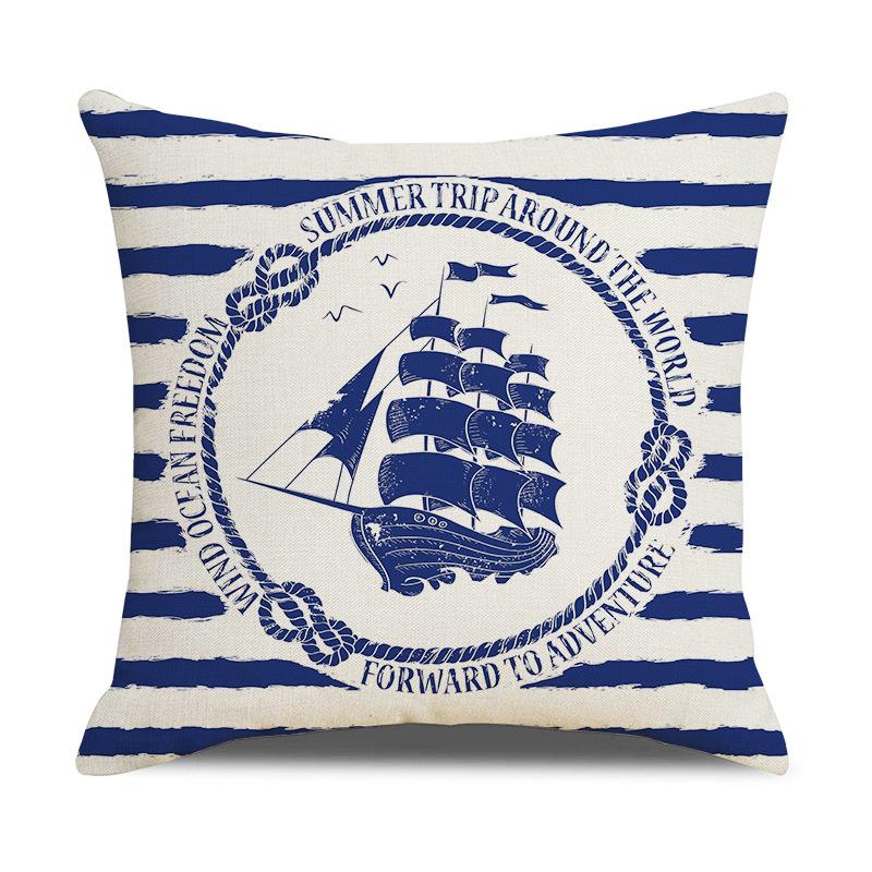 

Скандинавская Морская Синяя Полосатая Подушка Морской Льняной Чехол для Подушки Новый Дом Мягкие Аксессуары 45 * 45Cm (without core)