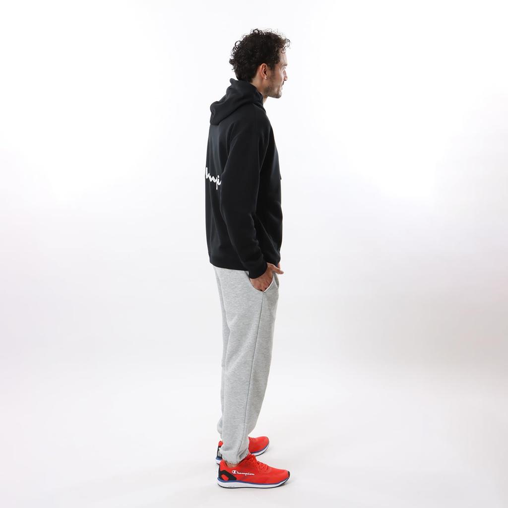 Champion Long Sleeve Stretch Terry Hooded Sweatshirt with Script Logo and Men's Quick-Drying Techweave® Terry, Black, C3-ZS101