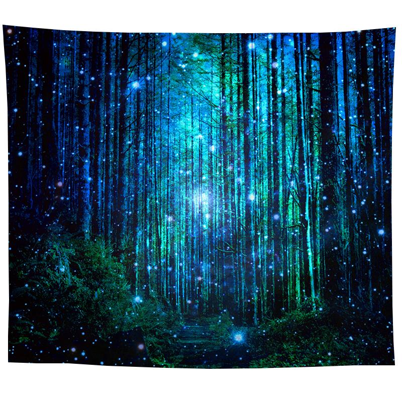 Wall Hanging Tapestry Psychedelic Nature Mountain Seascape Fog Forest Landscape Printed  Living Room Bedroom Home Decor