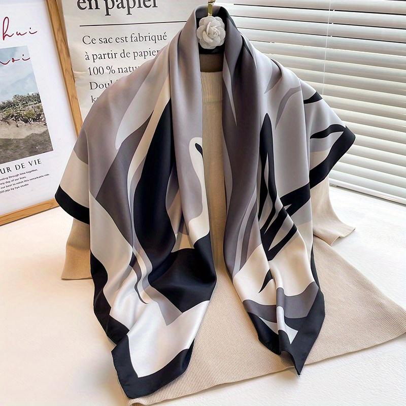 90*90Cm Abstract Pattern Silk Square Scarf Hijab Women Bandana Soft Scarves Neckerchief Ladies Hair Shawl Wrap Headband