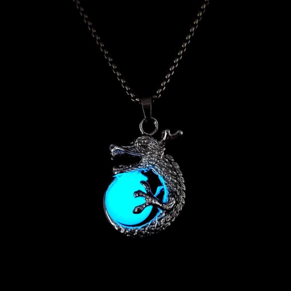 Punk Style Halloween Necklaces Dragon Hip Hop Neck Chains Cool Luminous Pendant Necklace  Women Men