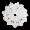 12pcs Women Cotton Printed Handkerchief Pocket Square Blossom Design with Wavy Edge Women Handkerchiefs