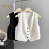 Women Waistcoat Vest Vintage Sleeveless Dressy Suit Casual Button Up V-Neck Tuxedo Vest for Daily Wear Office Dating Street