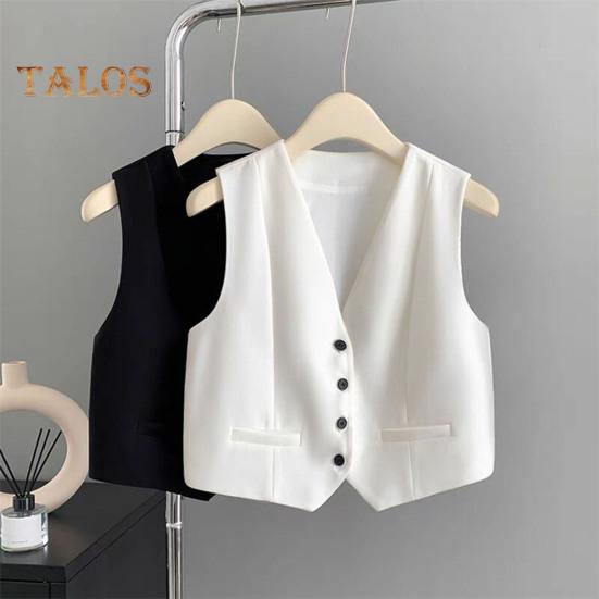 Women Waistcoat Vest Vintage Sleeveless Dressy Suit Casual Button Up V-Neck Tuxedo Vest for Daily Wear Office Dating Street
