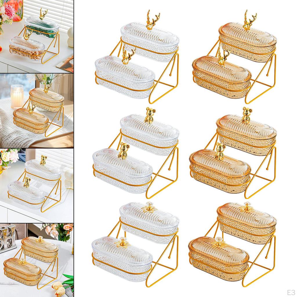 Fruit Basket Appetizer Platter 2 Tier Elegant Countertop Organizer Bowl Tiered Serving Tray