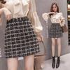 Autumn and Winter Woolen Plaid Skirt Versatile A-line Half Skirt, Hip Hugging Short Skirt for Women