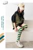 ZGKULAEAOW Striped Knee-High Socks for Kids, Striped and Bordered, for Boys and Girls, Knee-High Socks, Cosplay, Halloween Costume (M, Yellow)
