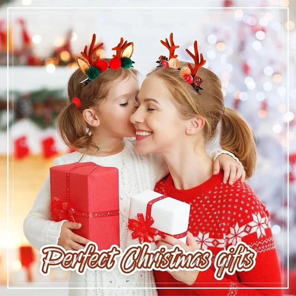 2pcs Christmas Hairpin Cute Antler Deer Ear Hair Clips Santa Claus Snowman Barrettes for Girls Headwear Women Hair Accessories