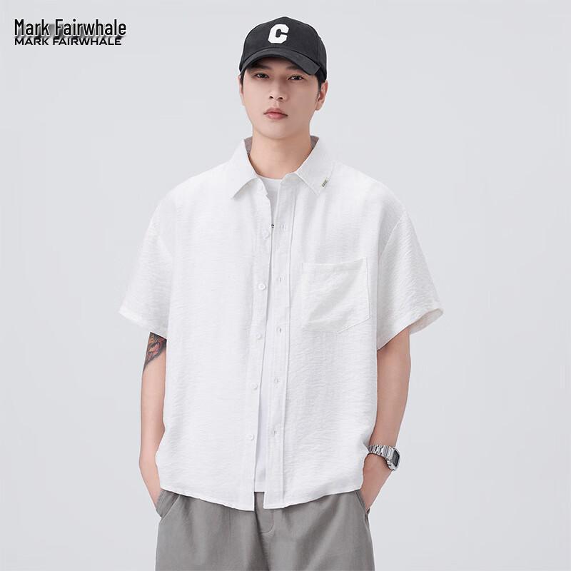 MARK FAIRWHALE Men s Ice Silk Linen Blend Short Sleeve Shirt XL грязно-белый