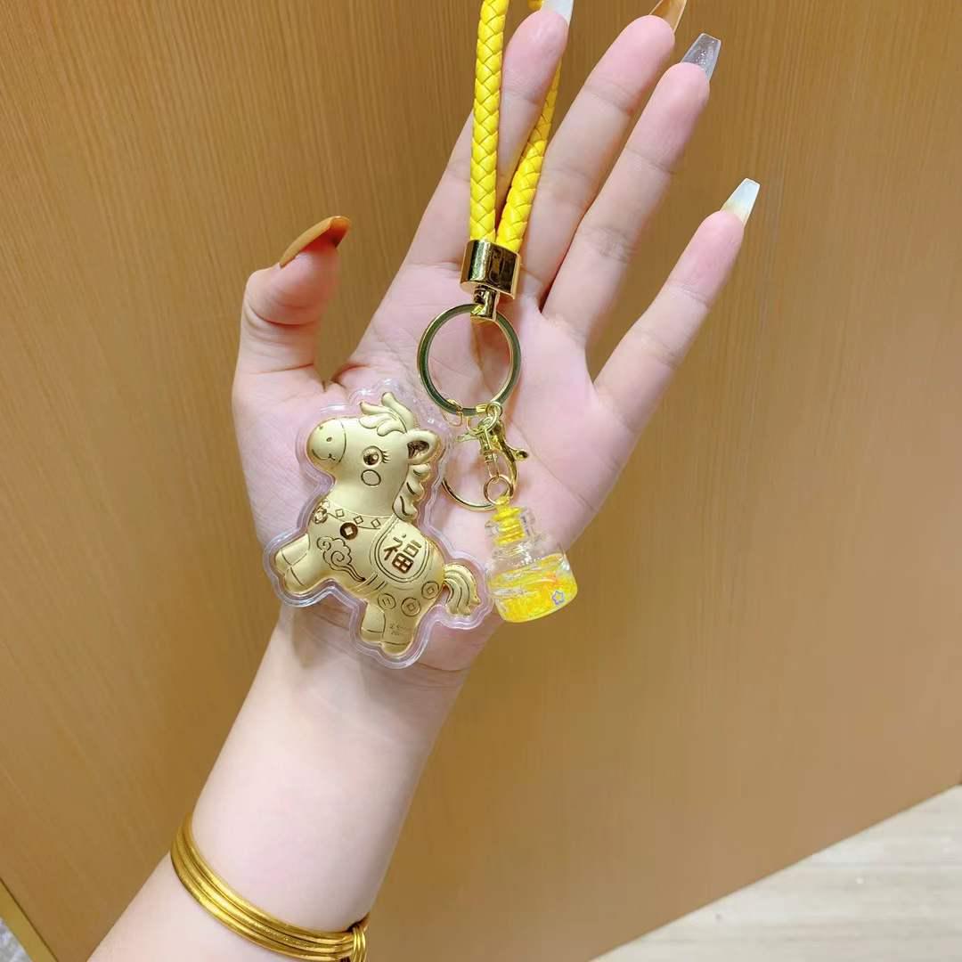 999 Проба Золота Брелок-Талисман «Счастливый Замок» и Подвеска для Мобильного Телефона Сувенир Green Rope Pendant