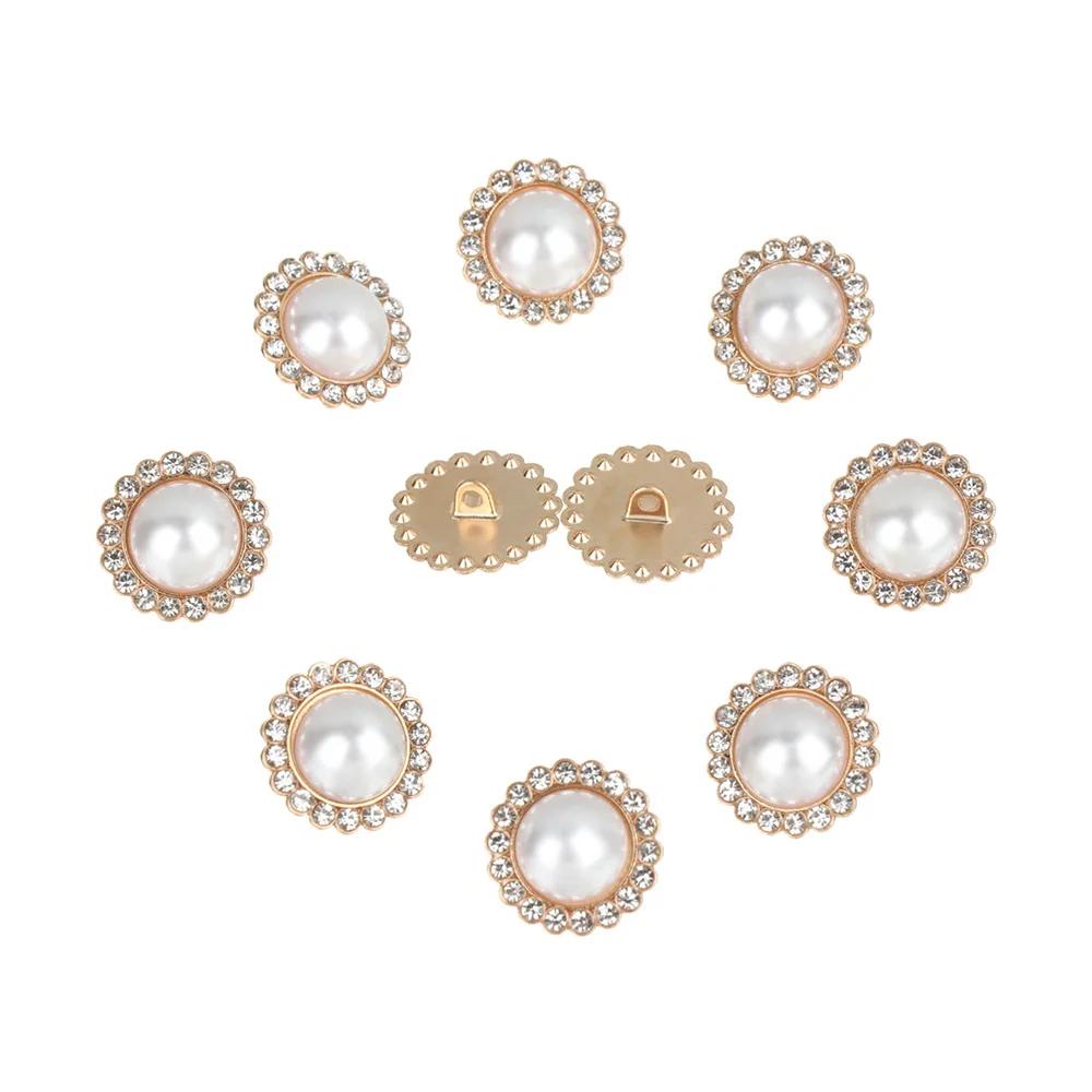 10 Pezzi Lega Strass Lucidi Perla Bottoni per Abbigliamento DIY Cucito Abbigliamento Bottone Lavorazione a Maglia Fatta a Mano Accessori Decorativi per Cucito