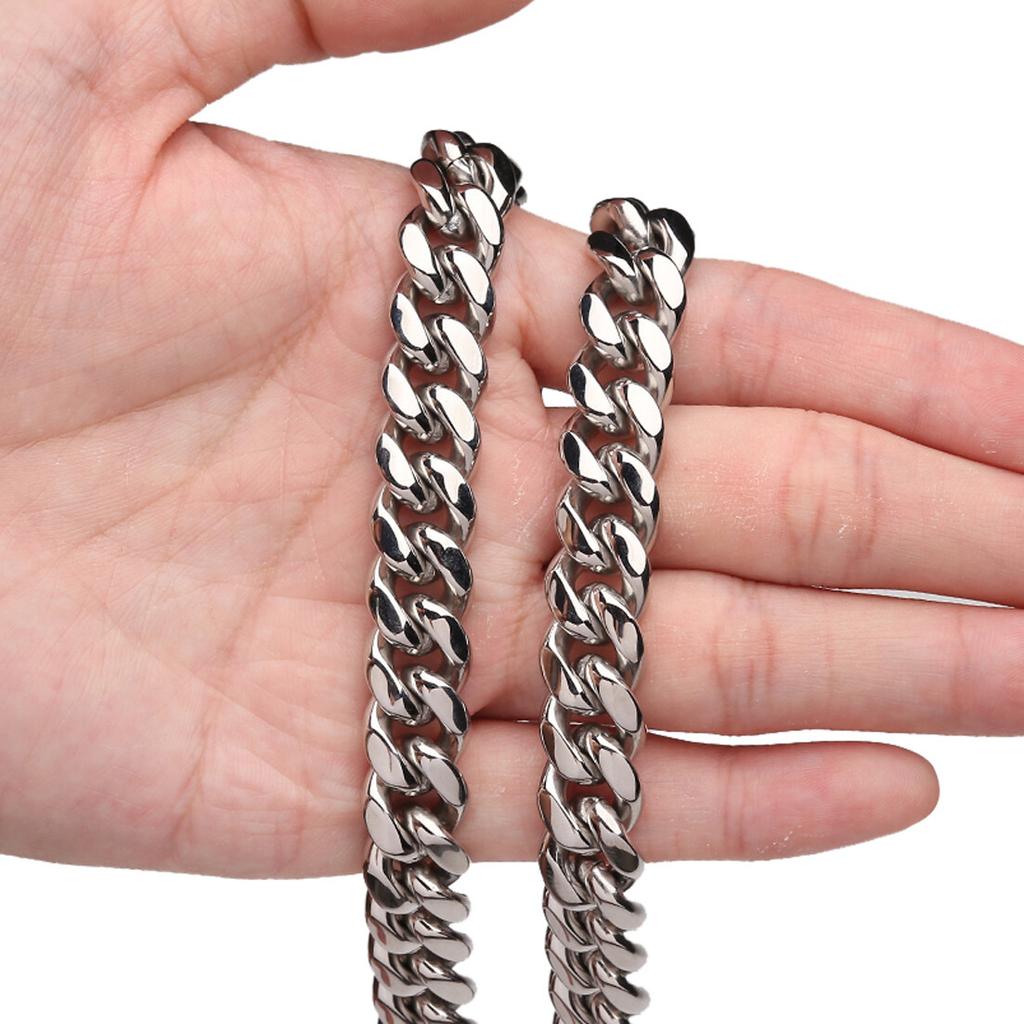 6-18mm Heavy Women Mens Miami Cuban Link Chain Silvery Stainless Steel Necklace